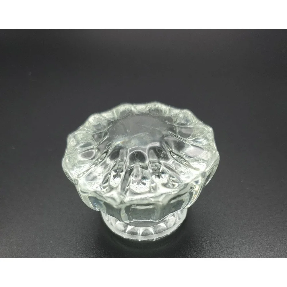 Depression Era 12 Point Glass Fluted Door Knob No Brass Base 2 inch Diameter VTG